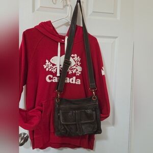 Roots Crossbody Leather Bag Drk Brwn